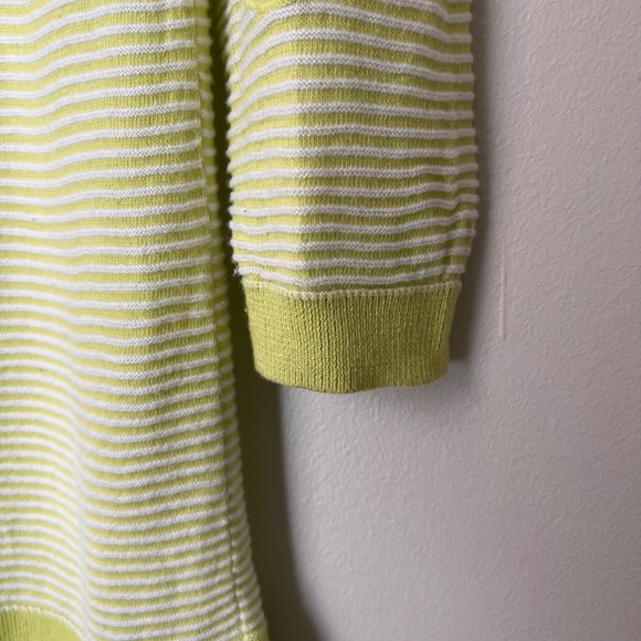 Talbots Striped Tunic Sweater in Kiwi/White Elbow Patches 3/4 Sleeve Sz Small P - Picture 10 of 11